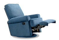  Fauteuil pivotant, coulissant et inclinable Bevin de 34,4 po en tissu de chenille bleu