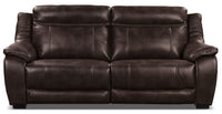  Sofa à inclinaison électrique Novo Cindy Crawford Home de 82 po en tissu d’apparence cuir brun