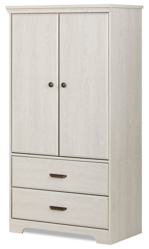 Commode verticale Holt de 33,75 po (L) x 63,5 po (H) à 2 tiroirs avec armoire de rangement pour la chambre à coucher, fabriquée au Canada - blanche