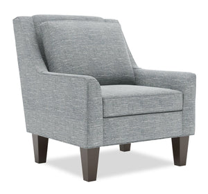 Fauteuil d’appoint club Sofa Lab personnalisable de 29 po fabriqué au Canada en tissu d’apparence lin avec pattes en bois - gris Luna Pewter