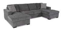  Sofa-lit sectionnel Legend 3 pièces en chenille avec deux fauteuils longs - poivre