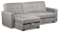  Futon sofa sectionnel de gauche Weston 2 pièces en tissu d'apparence lin - acier 