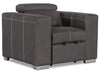 Fauteuil Drake de 41,5 po en tissu de suédine avec pouf rétractable et appuie-têtes relevables - gris ciment