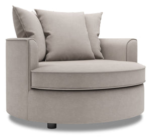 Fauteuil d’appoint Cuddler de Sofa Lab personnalisable de 48 po fabriqué au Canada en tissu d’apparence lin gris Pax Slate