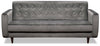 Sofa Devlin de 76,4 po de format condo en tissu de velours gris foncé avec coussins capitonnés et pattes en bois