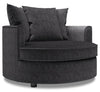 Fauteuil d’appoint Cuddler de Sofa Lab personnalisable de 48 po fabriqué au Canada en tissu de chenille gris Luxury Charcoal