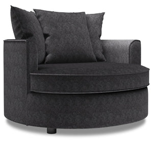 Fauteuil d’appoint Cuddler de Sofa Lab personnalisable de 48 po fabriqué au Canada en tissu de chenille gris Luxury Charcoal