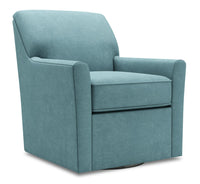  Fauteuil d’appoint pivotant Sofa Lab de 31 po fabriqué au Canada en tissu de velours - bleu Sea Blue 