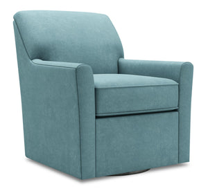 Fauteuil d’appoint pivotant Sofa Lab personnalisable de 31 po fabriqué au Canada en tissu de velours bleu Sea Blue