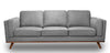 Sofa Kassia Kort & Co. de 90,6 po en tissu d'apparence lin gris avec base et pattes en bois