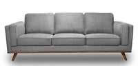  Sofa Kassia Kort & Co. de 90,6 po en tissu d'apparence lin gris avec base et pattes en bois