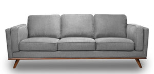 Sofa Kassia Kort & Co. de 90,6 po en tissu d'apparence lin gris avec base et pattes en bois