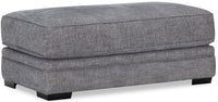  Pouf Roland de 51,5 po en tissu d’apparence lin avec pattes en bois - gris