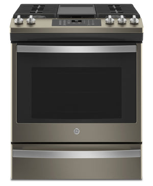 Cuisinière à gaz GE de 5,6 pi³ avec convection et friture à air - ardoise - JCGS760EPES