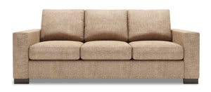 Sofa-lit personnalisable Track de Sofa Lab de 85 po fabriqué au Canada en tissu de chenille taupe Luxury Taupe avec accoudoirs rectilignes