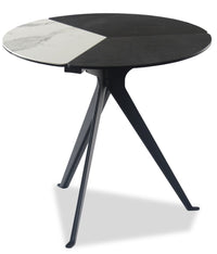 Table de bout ronde moderne Titan de 25 po - blanche, grise et noire