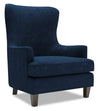 Fauteuil d’appoint à oreilles Sofa Lab personnalisable de 32 po fabriqué au Canada en tissu de velours bleu Royal Blue