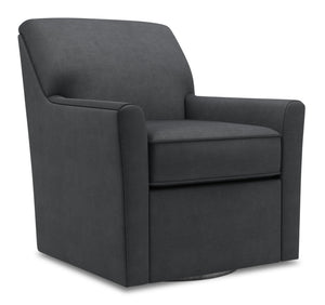 Fauteuil d’appoint pivotant Sofa Lab personnalisable de 31 po fabriqué au Canada en tissu d’apparence lin gris Pax Pepper