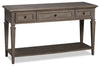 Table de salon traditionnelle Lancaster de 50 po avec rangement et tablette - grise et pin bronze