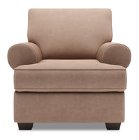  Fauteuil Roll de Sofa Lab personnalisable de 42 po fabriqué au Canada en tissu d’apparence lin avec accoudoirs enroulés - brun Pax Wicker