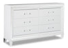 Commode somptueuse Max de 66 po (L) x 41 po (H) à 6 tiroirs pour la chambre à coucher - blanche