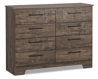  Commode Fresno de 49 po (L) x 37,4 po (H) à 8 tiroirs pour la chambre à coucher, fabriquée au Canada - gris-brun