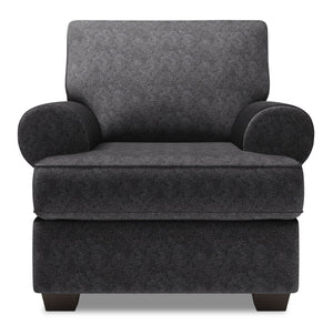 Fauteuil Roll de Sofa Lab personnalisable de 42 po fabriqué au Canada en tissu de chenille avec accoudoirs enroulés - gris Luxury Charcoal