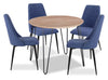 Ensemble de salle à manger Miya 5 pièces en acacia et métal avec table ronde de 36 po (L) et 4 chaises - bleu marine