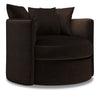 Fauteuil d’appoint pivotant Nest de Sofa Lab personnalisable de 41 po fabriqué au Canada en tissu de chenille brun Luxury Chocolate