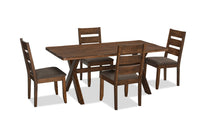  Ensemble de salle à manger Plum 5 pièces en bois avec table de 70,75 po (L), apparence de bordures Live Edge et 4 chaises - brun muscade