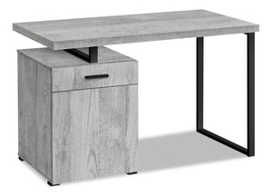 Bureau réversible Remi de 47,25 po avec tiroir et armoire - gris