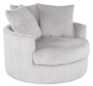 Fauteuil d’appoint Cuddler Grande de 48 po fabriqué au Canada en tissu de chenille gris Groove Mist 