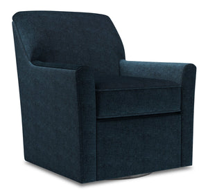 Fauteuil d’appoint pivotant Sofa Lab personnalisable de 31 po fabriqué au Canada en tissu bleu Luxury Indigo