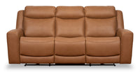  Sofa à inclinaison électrique Prescott en cuir véritable - courge musquée