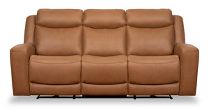 Sofa à inclinaison électrique Prescott de Scott Living de 88,5 po en cuir véritable brun courge musquée avec position zéro gravité 