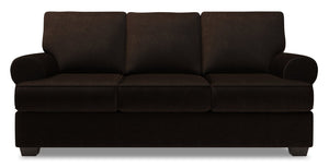 Sofa personnalisable Roll de Sofa Lab de 86 po fabriqué au Canada en tissu de chenille avec accoudoirs enroulés - brun Luxury Chocolate