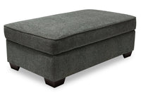  Pouf de rangement Verona en tissu d’apparence lin brossé - anthracite