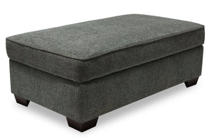 Pouf de rangement Verona en tissu d’apparence lin brossé - anthracite