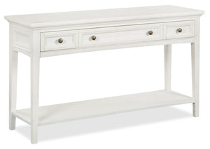 Table de salon traditionnelle Heron Cove de 50 po avec rangement et tablette - pin blanc