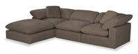  Sofa sectionnel modulaire Eclipse 4 pièces en tissu d'apparence lin avec pouf - ardoise