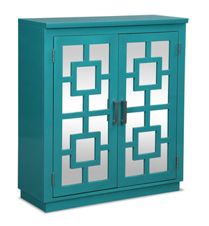 Armoire décorative Darci de 31,5 po avec portes en miroir - bleue