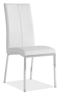  Chaise de salle à manger Milton en tissu de cuir végétalien et en métal - blanche