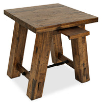 Table de bout rustique Galeveston de 22 po avec tablette - bois à grain de bois brun