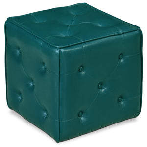 Pouf cubique Talbott de 17,5 po - similicuir bleu sarcelle