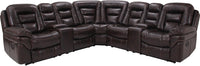  Sofa sectionnel inclinable Leo 7 pièces en tissu Leath-Aire - noyer 