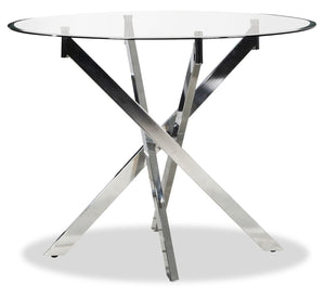 Table de salle à manger Tori de 39 po (L) avec dessus en verre et base géométrique - argentée