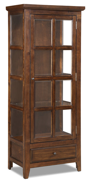 Armoire vitrée Bardini de 28,25 po avec porte en verre encadrée - brun cerisier 