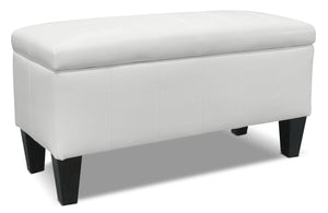 Pouf de rangement Jackson en similicuir - blanc