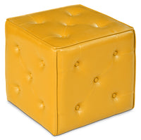 Pouf cubique Talbott de 17,5 po - similicuir jaune