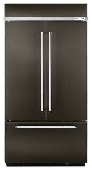Réfrigérateur KitchenAid de 24,2 pi³ et de 45 po à congélateur inférieur - acier inoxydable noir avec fini PrintShieldMC - KBFN502EBS